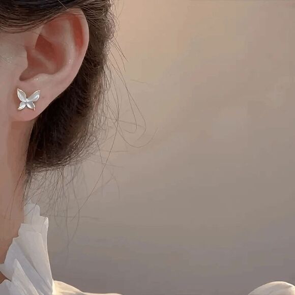Butterfly Stud Earrings - Picture 3 of 4